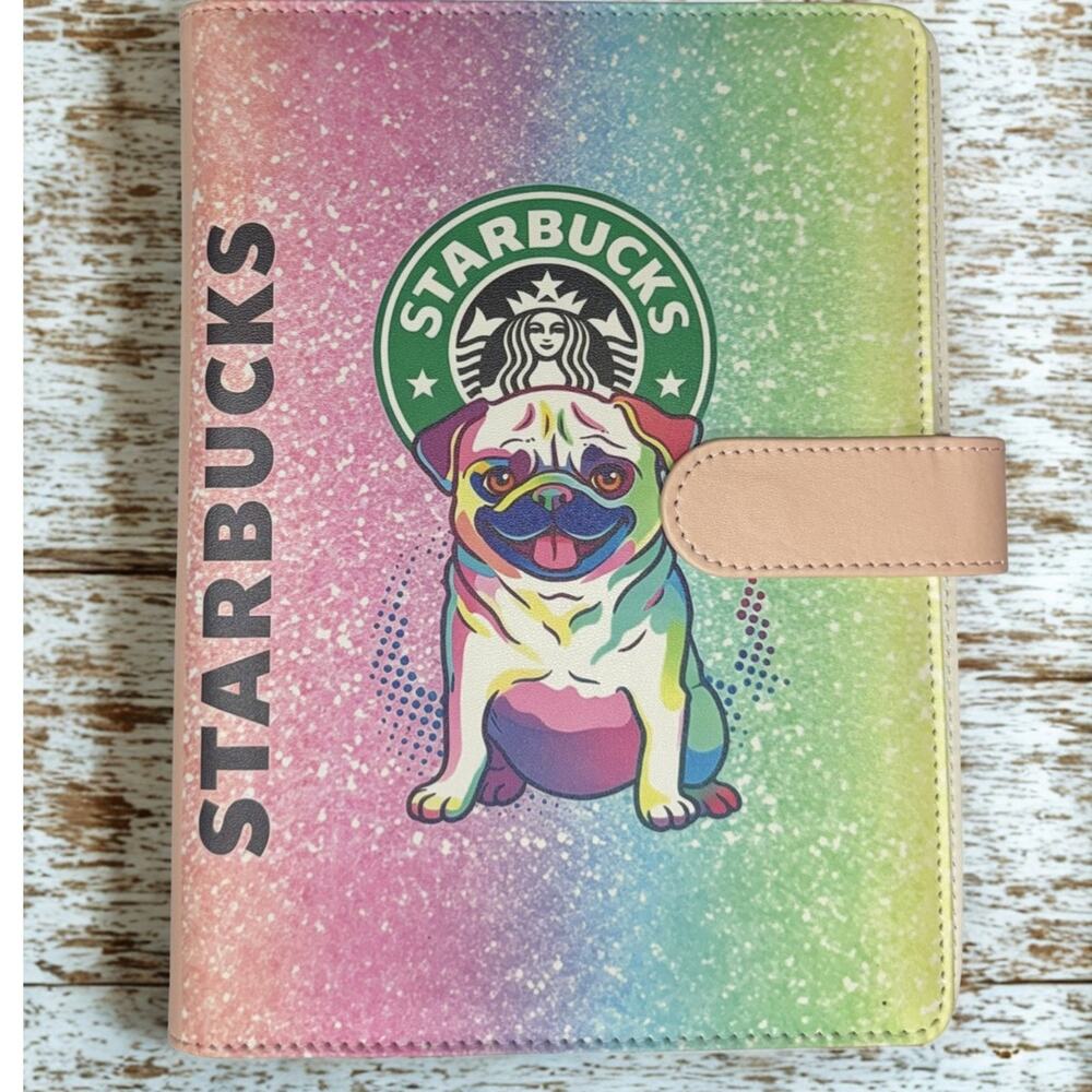 Starbucks Pug Dog A5 Binder with printed paper